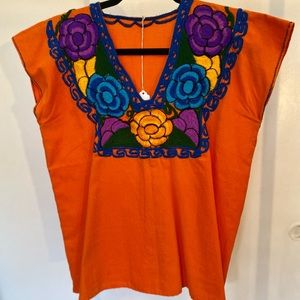 Orange Hand embroidered Tunic. Excellent Condition, fits like a Small.